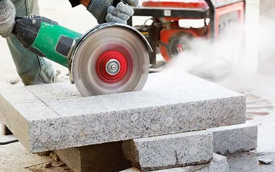 Marble Stone Cutting By Grinder in Factory